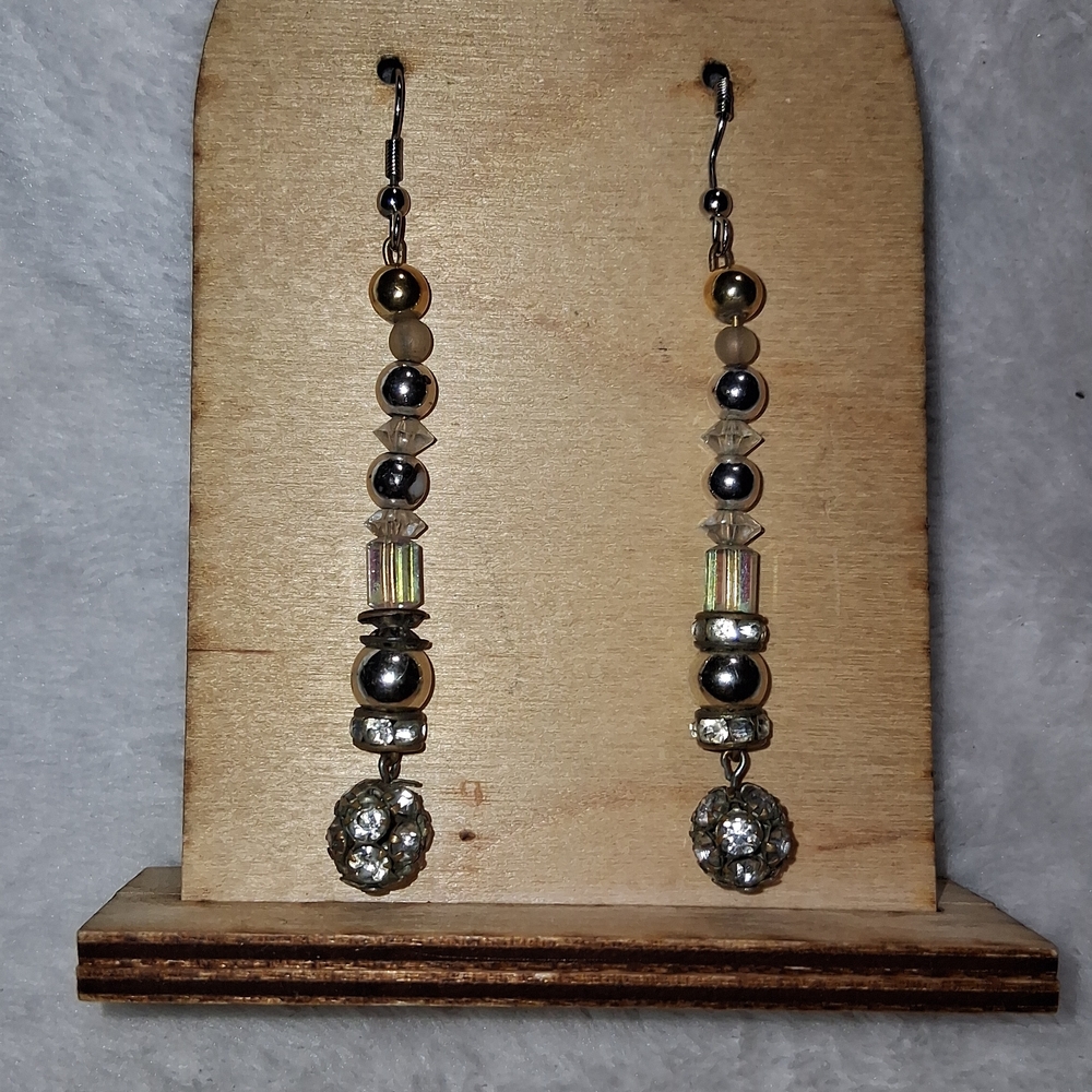 Metallic Beaded Dangle Earrings